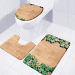 Irish Four Leaf Clovers Wood Print 3 Piece Bath Mat Set