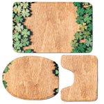 Irish Four Leaf Clovers Wood Print 3 Piece Bath Mat Set