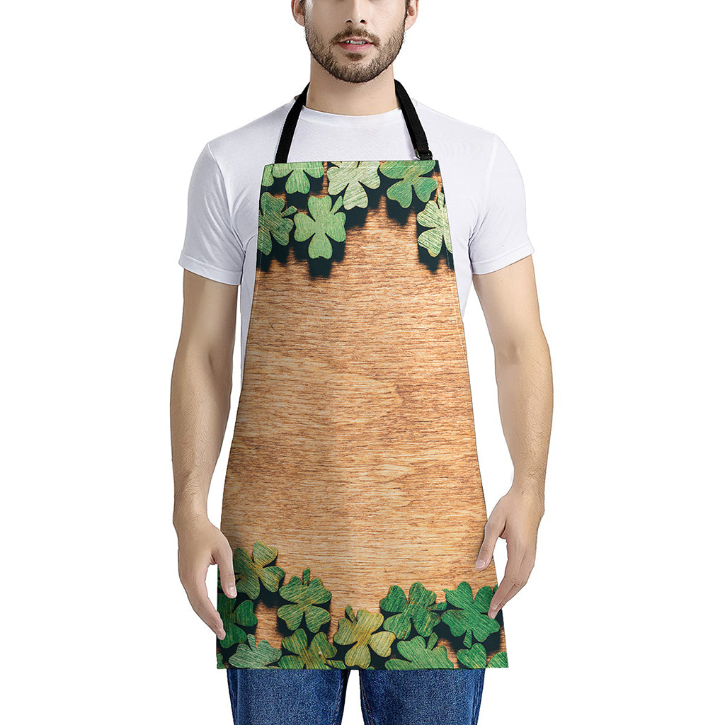 Irish Four Leaf Clovers Wood Print Apron