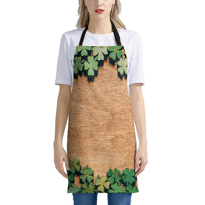 Irish Four Leaf Clovers Wood Print Apron