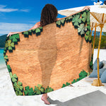 Irish Four Leaf Clovers Wood Print Beach Sarong Wrap