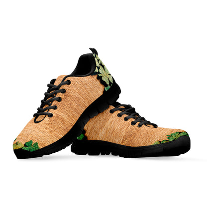 Irish Four Leaf Clovers Wood Print Black Sneakers