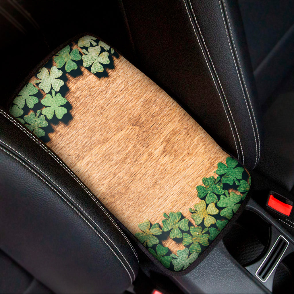 Irish Four Leaf Clovers Wood Print Car Center Console Cover