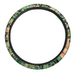 Irish Four Leaf Clovers Wood Print Car Steering Wheel Cover