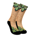 Irish Four Leaf Clovers Wood Print Crew Socks