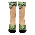 Irish Four Leaf Clovers Wood Print Crew Socks