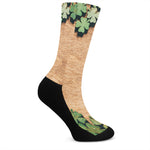 Irish Four Leaf Clovers Wood Print Crew Socks
