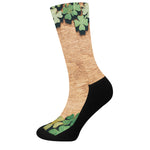 Irish Four Leaf Clovers Wood Print Crew Socks