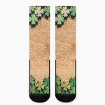 Irish Four Leaf Clovers Wood Print Crew Socks