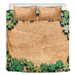 Irish Four Leaf Clovers Wood Print Duvet Cover Bedding Set