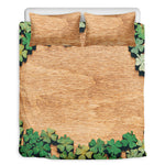 Irish Four Leaf Clovers Wood Print Duvet Cover Bedding Set