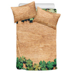 Irish Four Leaf Clovers Wood Print Duvet Cover Bedding Set