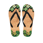 Irish Four Leaf Clovers Wood Print Flip Flops