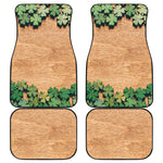 Irish Four Leaf Clovers Wood Print Front and Back Car Floor Mats