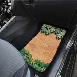 Irish Four Leaf Clovers Wood Print Front and Back Car Floor Mats