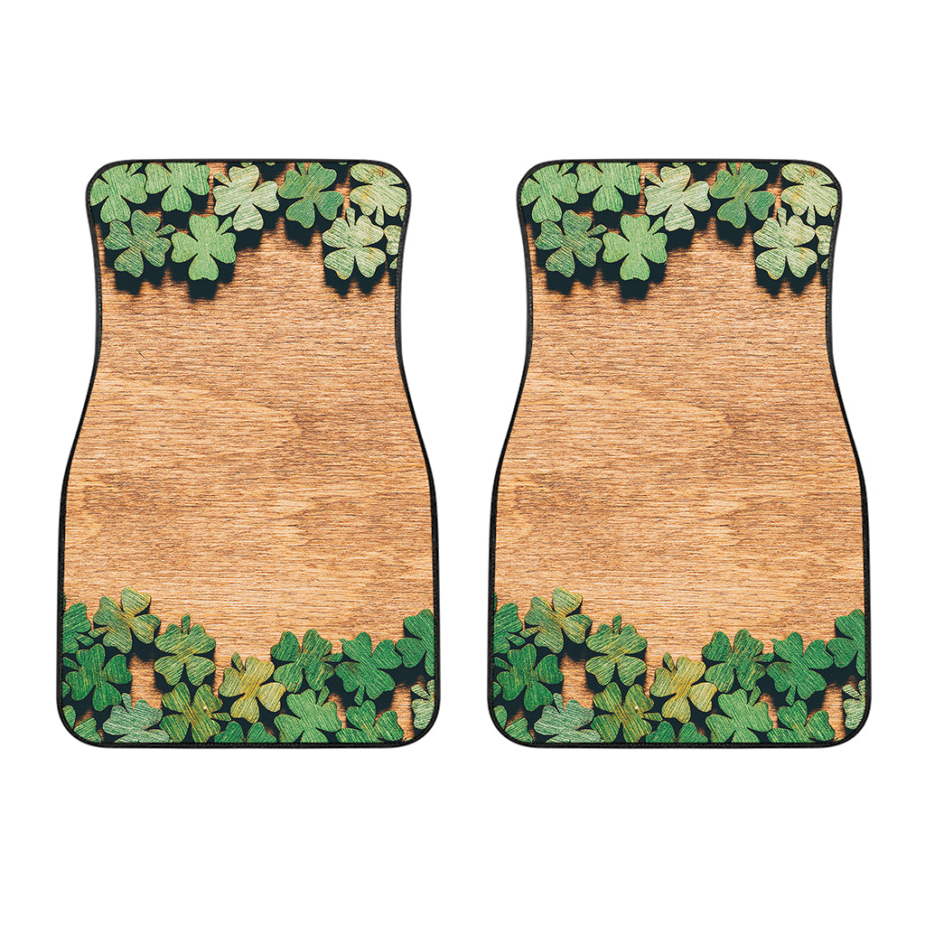 Irish Four Leaf Clovers Wood Print Front Car Floor Mats