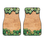 Irish Four Leaf Clovers Wood Print Front Car Floor Mats