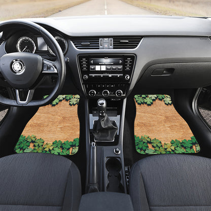 Irish Four Leaf Clovers Wood Print Front Car Floor Mats