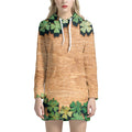 Irish Four Leaf Clovers Wood Print Pullover Hoodie Dress