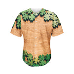 Irish Four Leaf Clovers Wood Print Men's Baseball Jersey