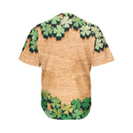 Irish Four Leaf Clovers Wood Print Men's Baseball Jersey