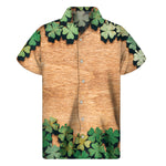 Irish Four Leaf Clovers Wood Print Men's Short Sleeve Shirt