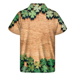 Irish Four Leaf Clovers Wood Print Men's Short Sleeve Shirt