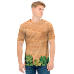 Irish Four Leaf Clovers Wood Print Men's T-Shirt