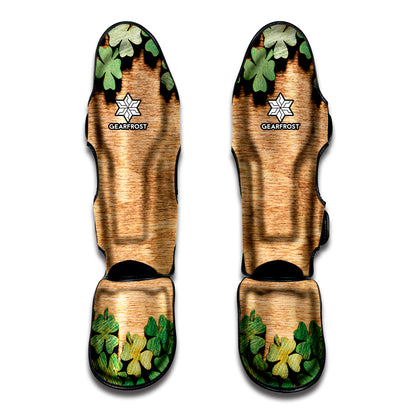 Irish Four Leaf Clovers Wood Print Muay Thai Shin Guard