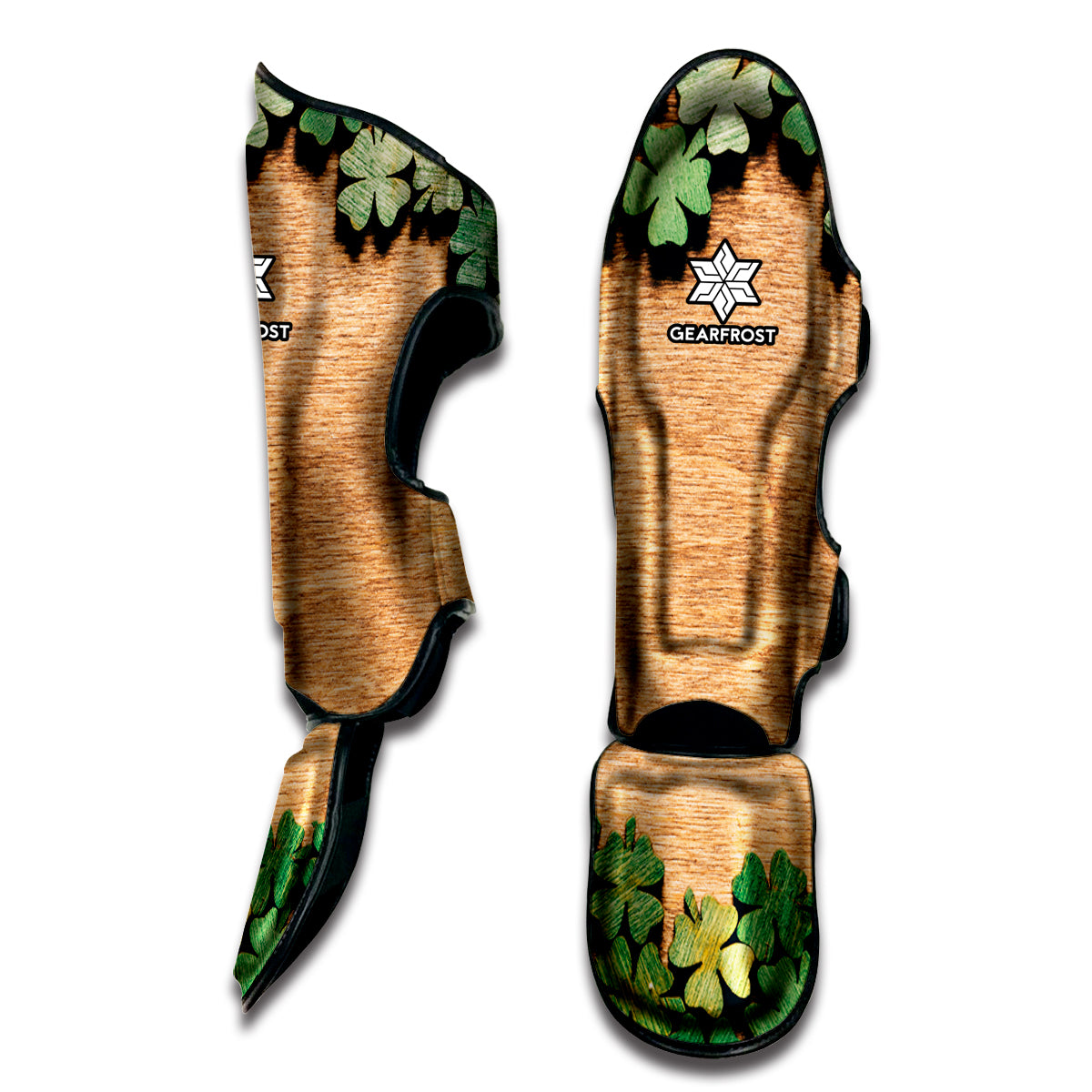 Irish Four Leaf Clovers Wood Print Muay Thai Shin Guard