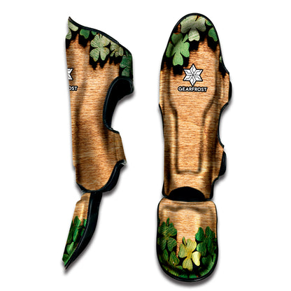 Irish Four Leaf Clovers Wood Print Muay Thai Shin Guard
