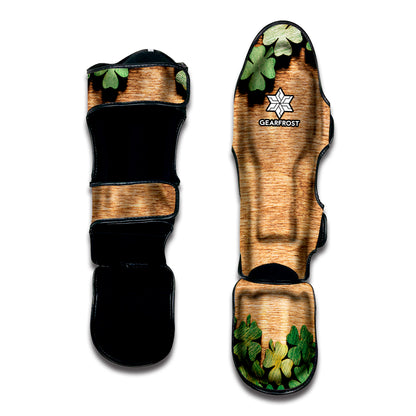 Irish Four Leaf Clovers Wood Print Muay Thai Shin Guard