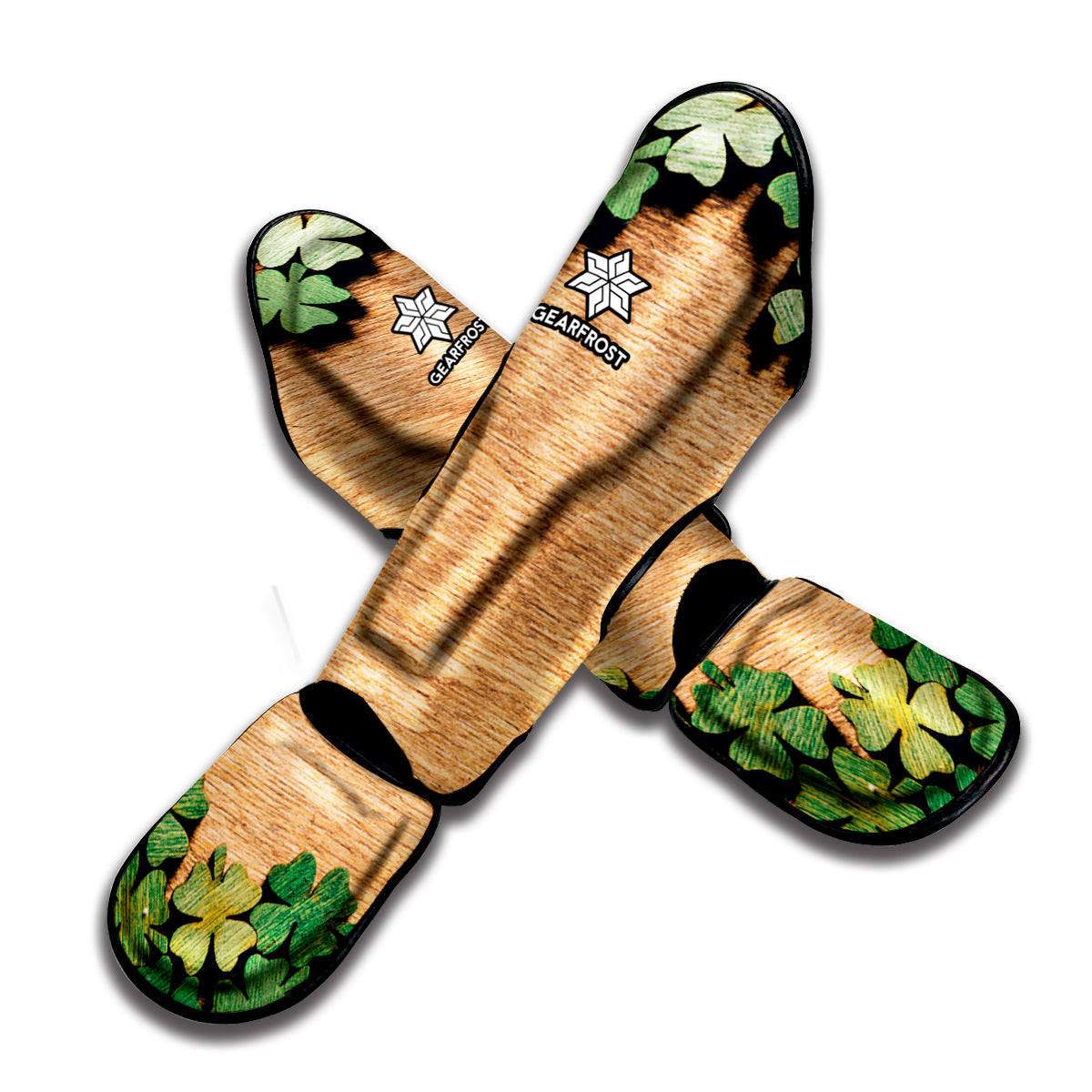 Irish Four Leaf Clovers Wood Print Muay Thai Shin Guard