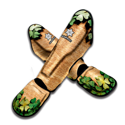 Irish Four Leaf Clovers Wood Print Muay Thai Shin Guard