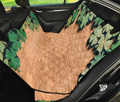 Irish Four Leaf Clovers Wood Print Pet Car Back Seat Cover
