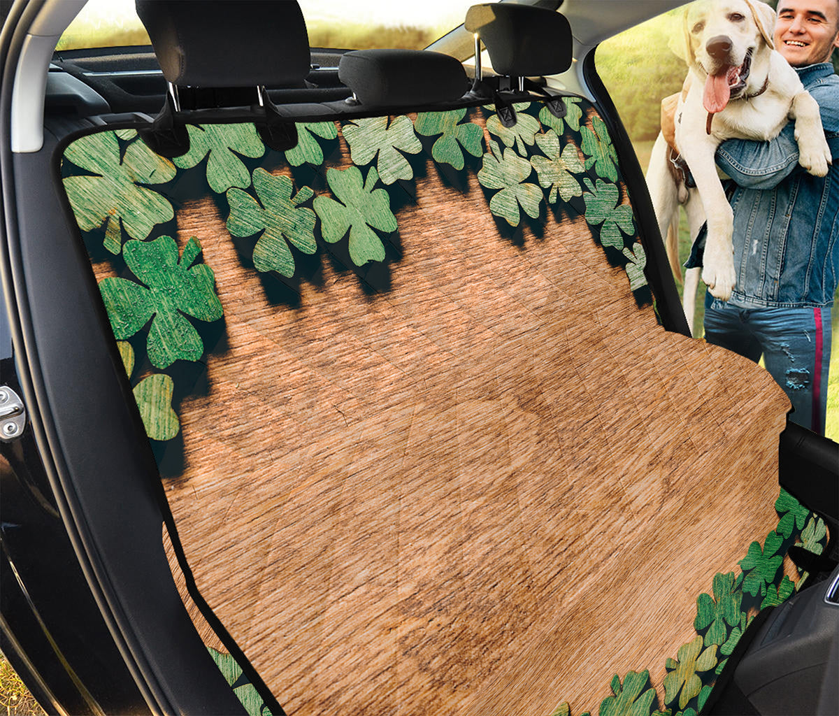Irish Four Leaf Clovers Wood Print Pet Car Back Seat Cover