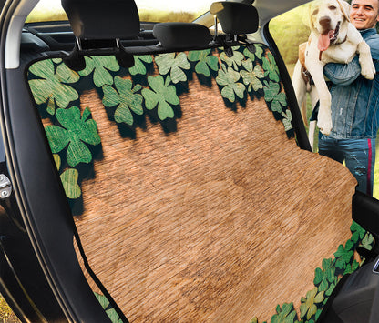 Irish Four Leaf Clovers Wood Print Pet Car Back Seat Cover