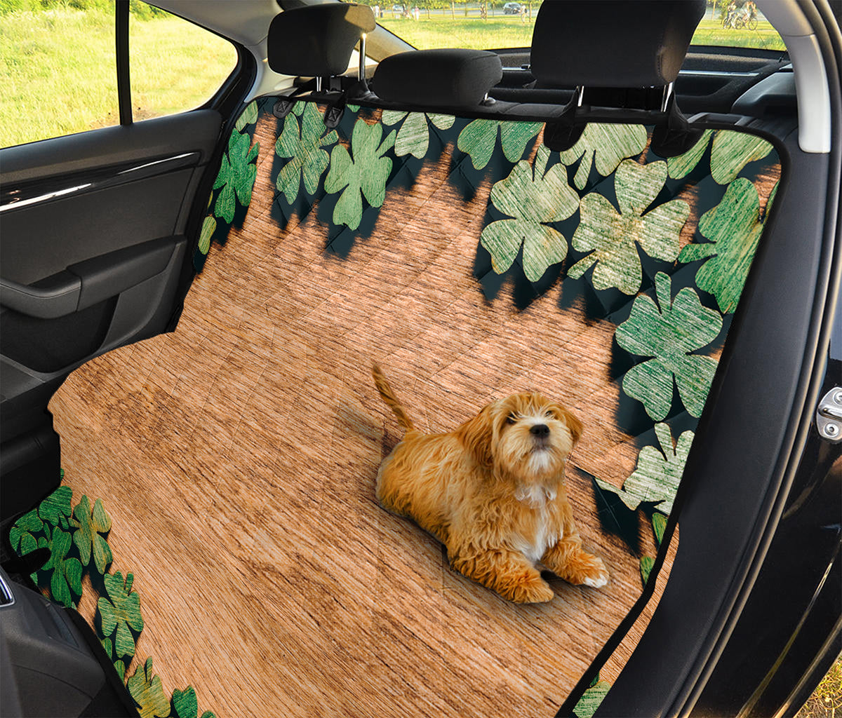 Irish Four Leaf Clovers Wood Print Pet Car Back Seat Cover