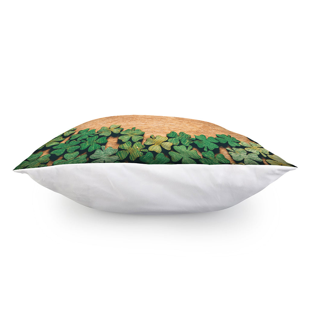 Irish Four Leaf Clovers Wood Print Pillow Cover