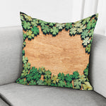 Irish Four Leaf Clovers Wood Print Pillow Cover