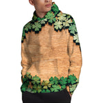 Irish Four Leaf Clovers Wood Print Pullover Hoodie