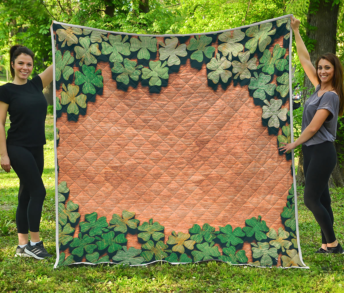 Irish Four Leaf Clovers Wood Print Quilt