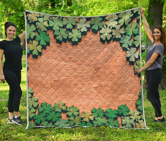Irish Four Leaf Clovers Wood Print Quilt