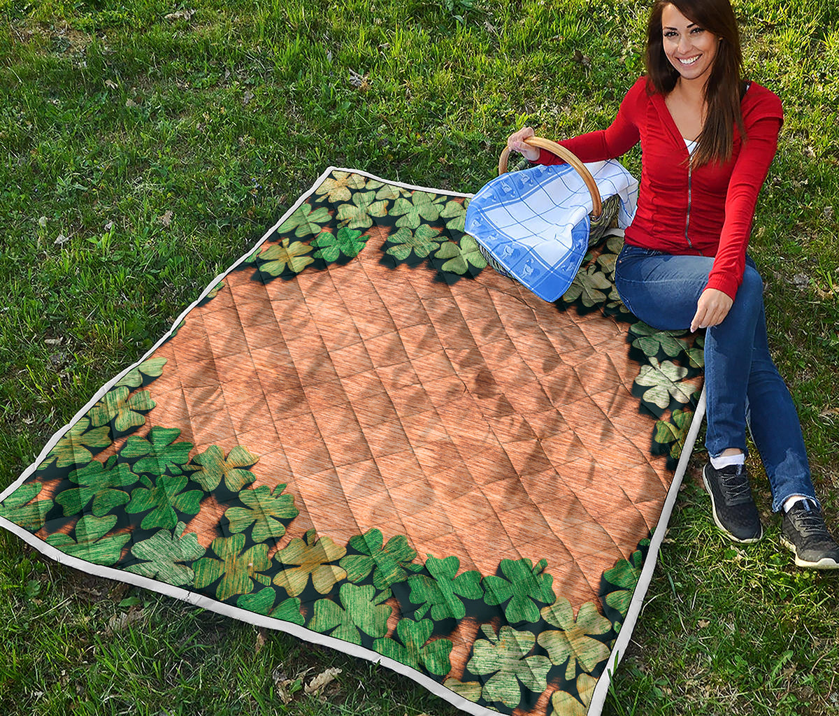 Irish Four Leaf Clovers Wood Print Quilt