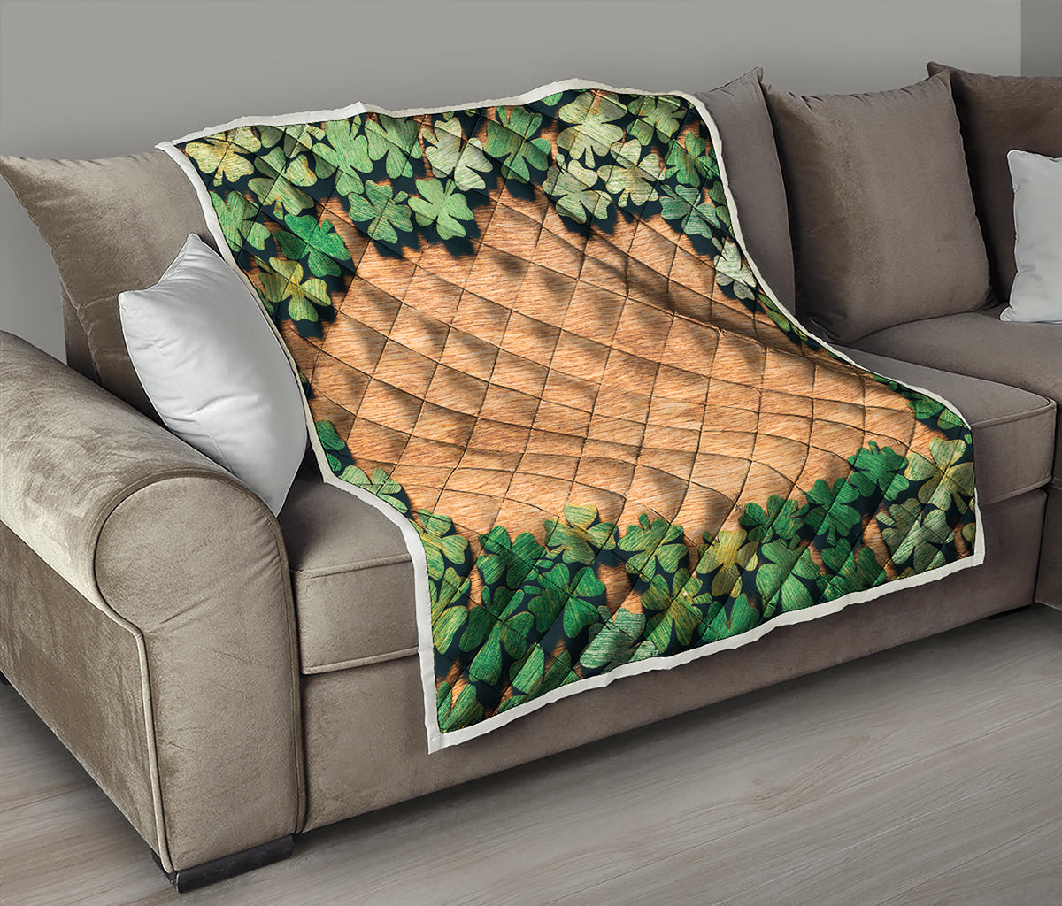Irish Four Leaf Clovers Wood Print Quilt