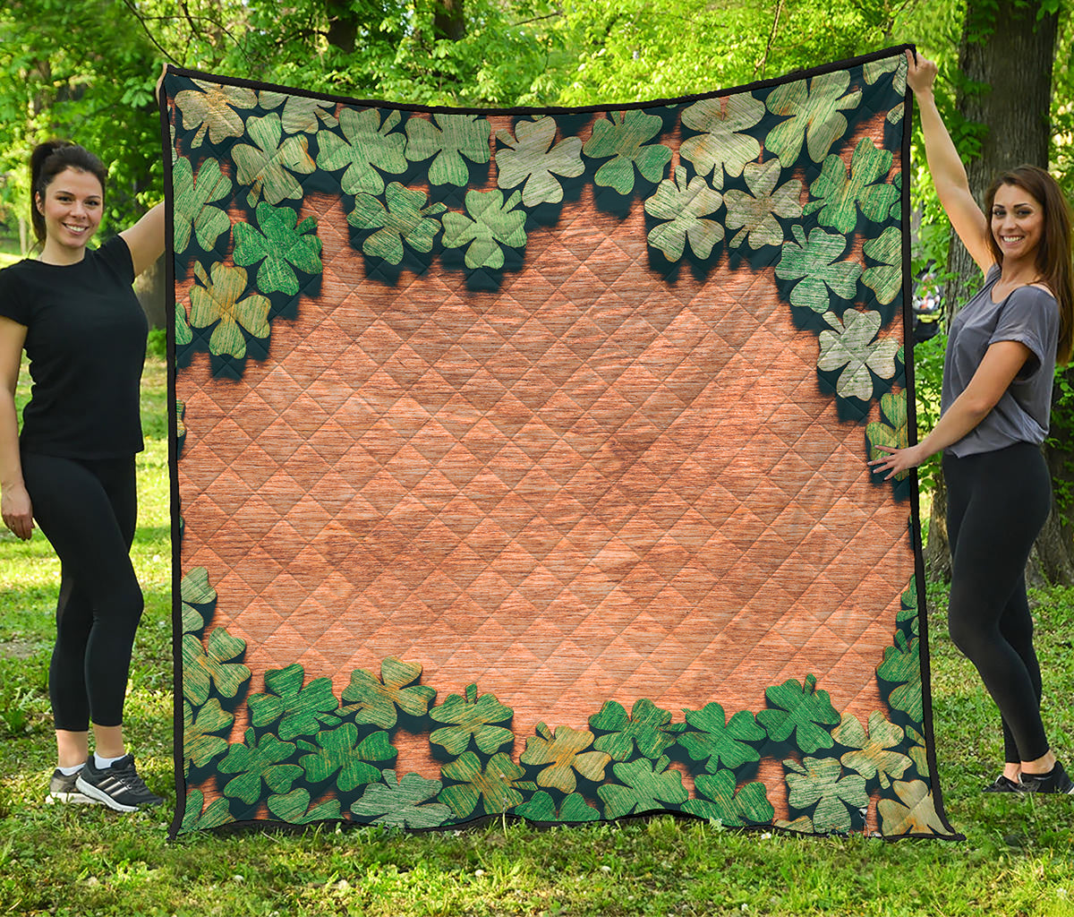 Irish Four Leaf Clovers Wood Print Quilt