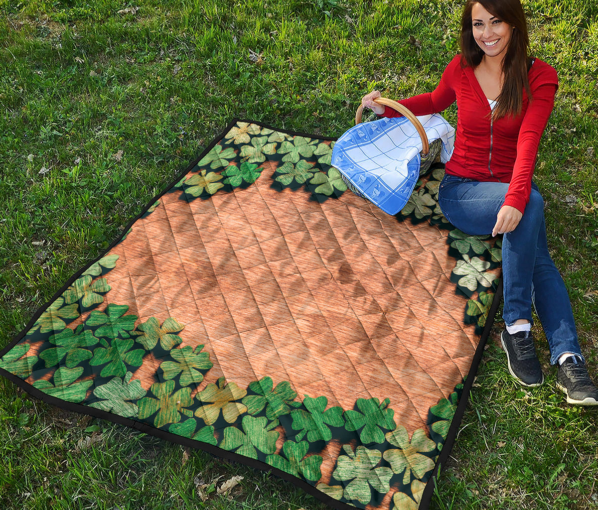 Irish Four Leaf Clovers Wood Print Quilt