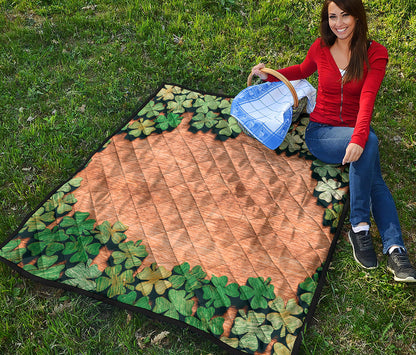 Irish Four Leaf Clovers Wood Print Quilt