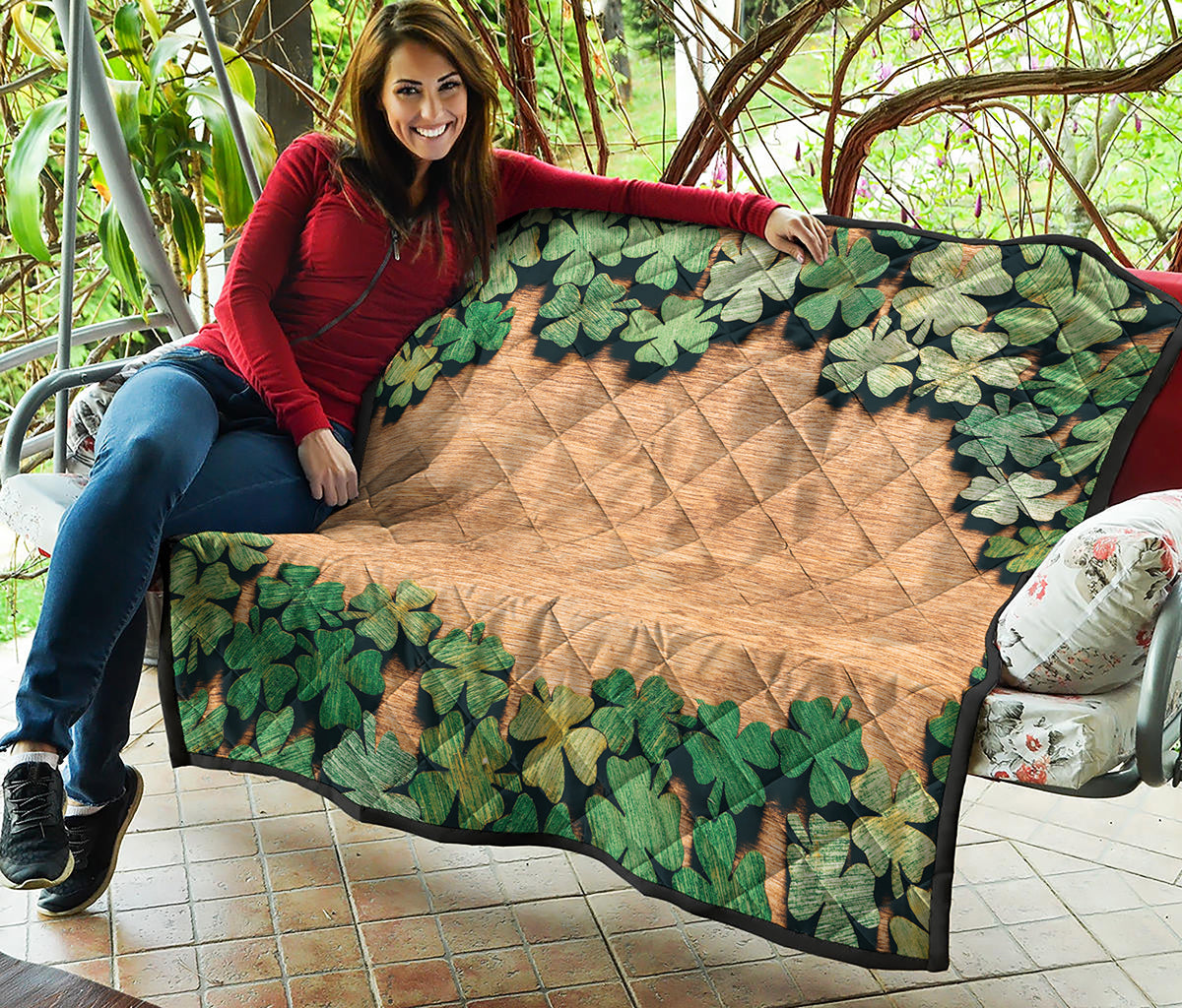 Irish Four Leaf Clovers Wood Print Quilt