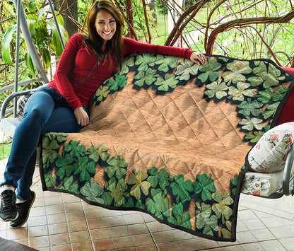 Irish Four Leaf Clovers Wood Print Quilt